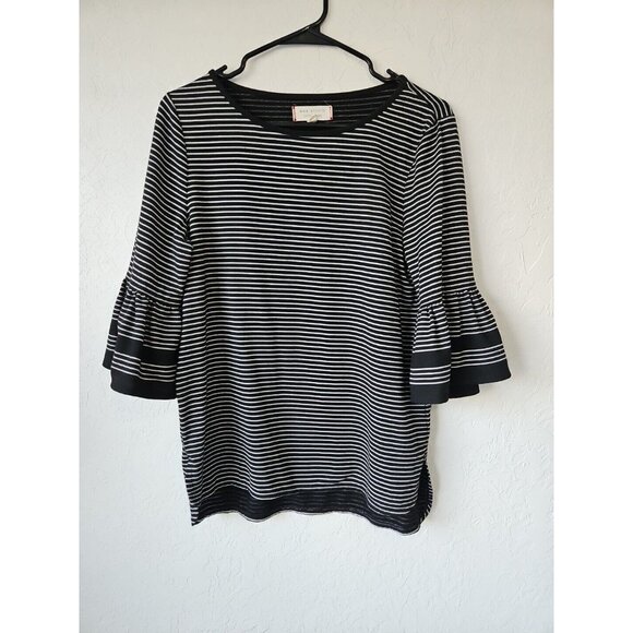 Womens Max Studio Weekend Ruffle Stripe Blouse Sz Smal Boho Office Siren Capsule - Picture 1 of 6